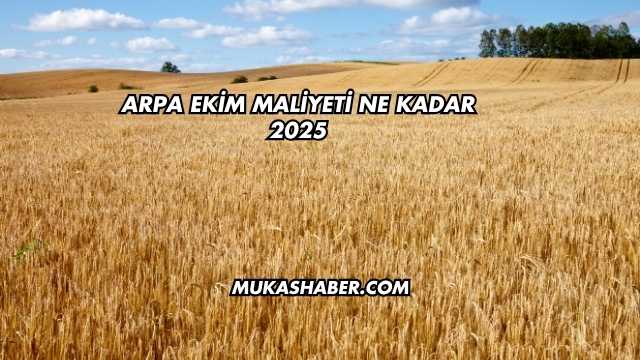Arpa Ekim Maliyeti Ne Kadar 2025